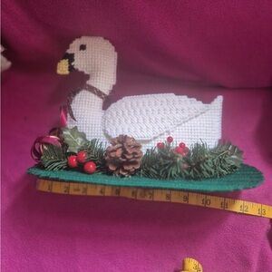 White Goose/ Swan Christmas Decoration Needlepoint
